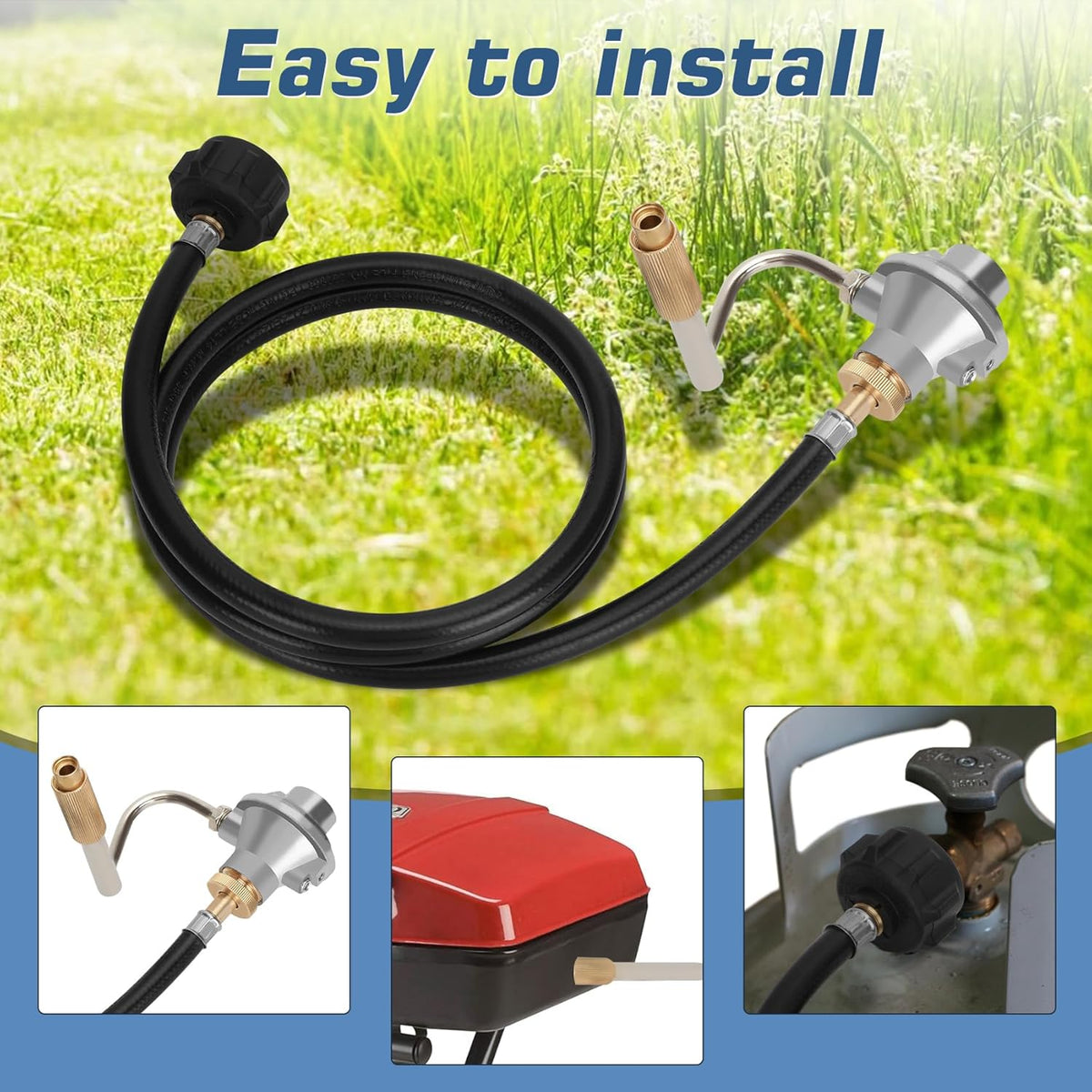 Grill Regulator with 5 Feet Propane Adapter Hose R350