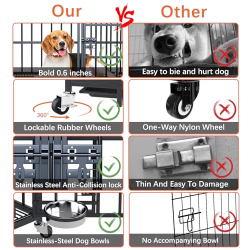 42/48 inch Heavy Duty Metal Dog Crate with Wheels A485670
