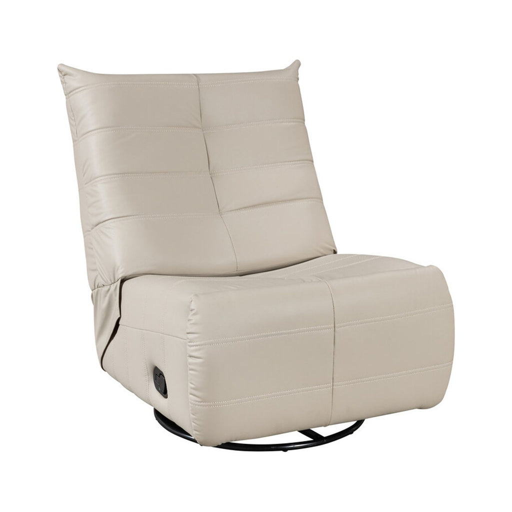 Beige Faux Leather Swivel Glider Recliner Q19610