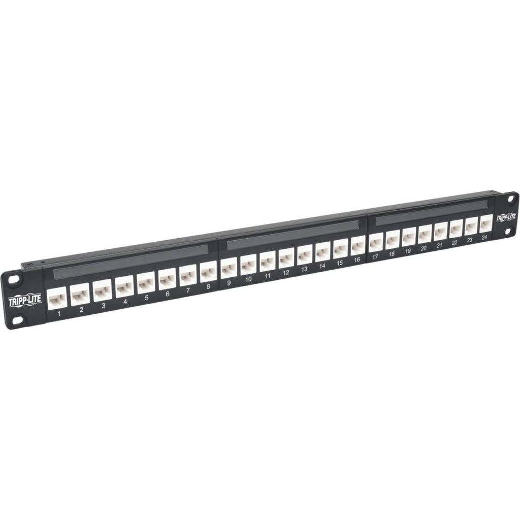 24-Port Cat6a Patch Panel Feedthrough Rackmount RJ45 Ethernet 1U R437