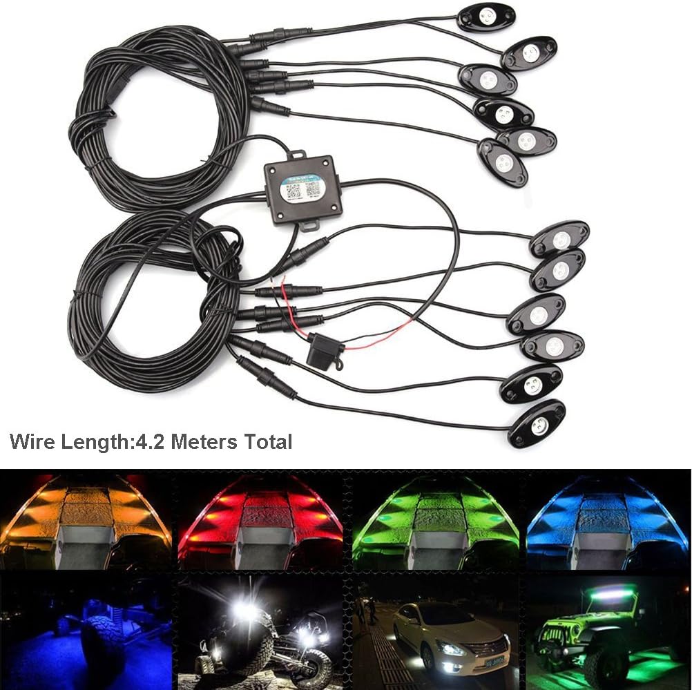 12 Pod RGB LED Rock Lights Kit with Bluetooth Control Waterproof N88156