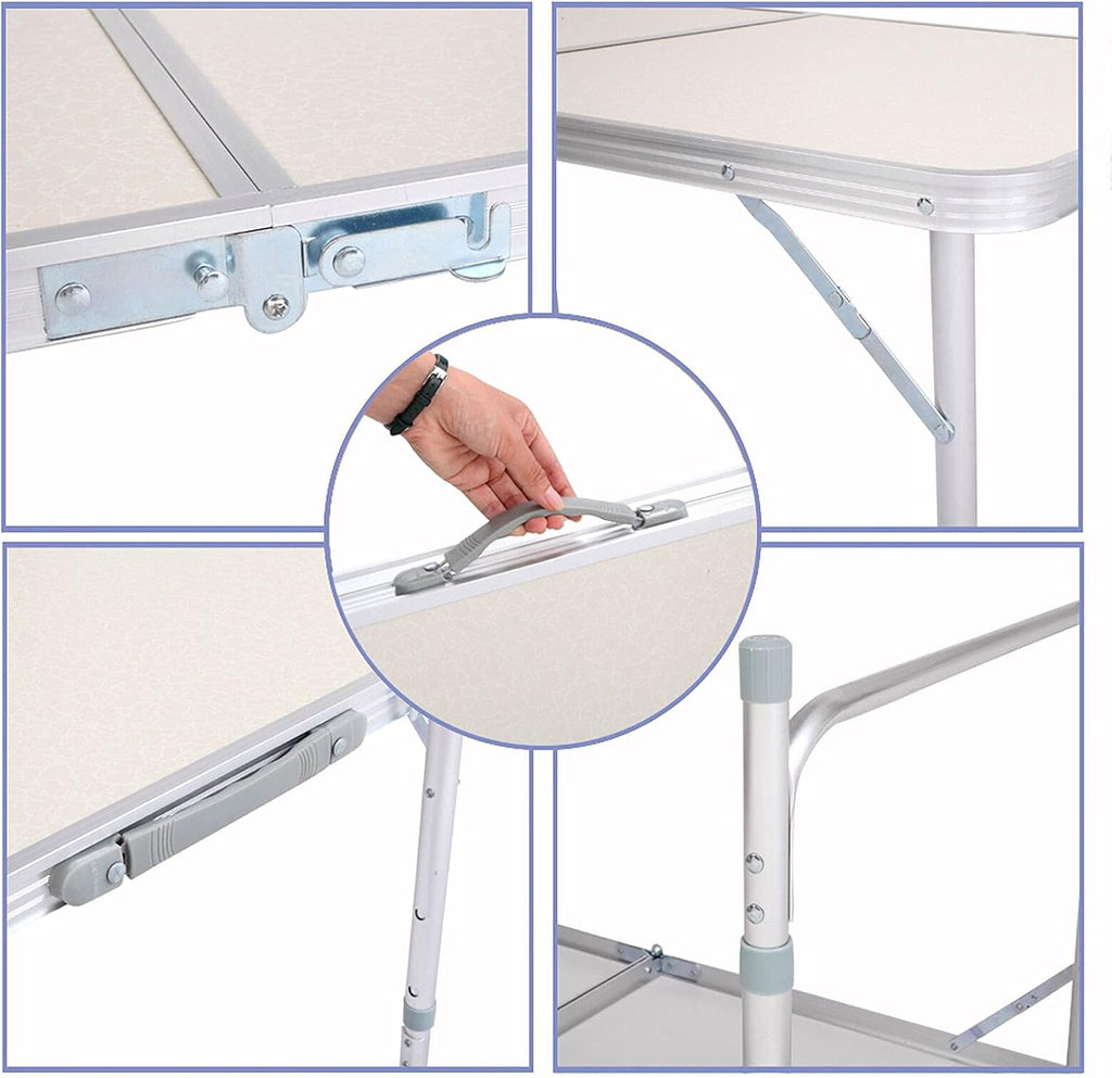 White 4 Feet Adjustable Aluminum Folding Table N3070