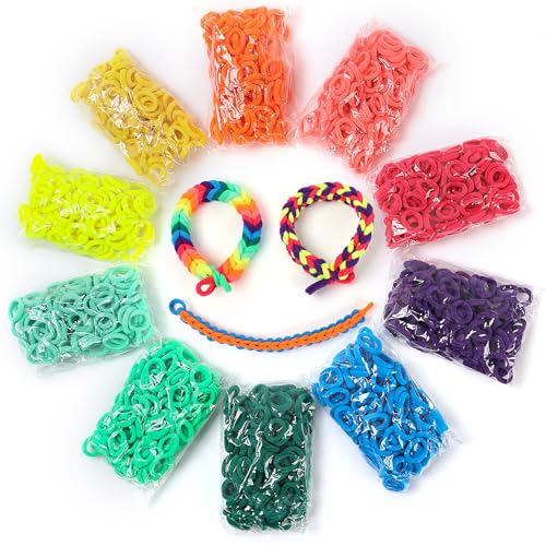 Bracelet Making Kit with 1000+ Elastic Cloth Rubber Bands P4926