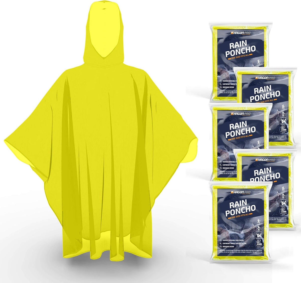 Disposable Rain Ponchos for Adults (5 Pack) I382