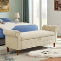 Velvet Tufted Ottoman Sofa Bench with Pillow Y23823
