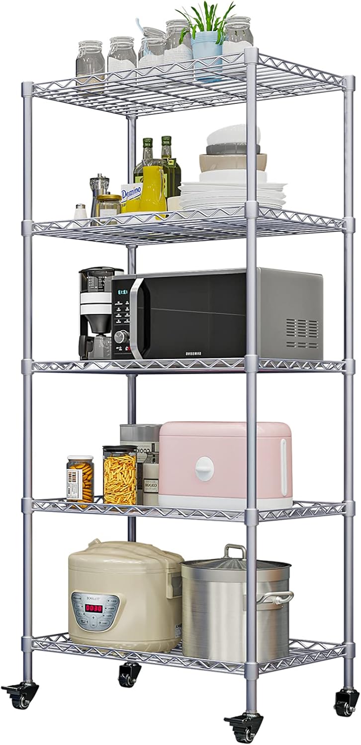 5-Shelf Heavy Duty Metal Wire Shelving Unit Black S21935