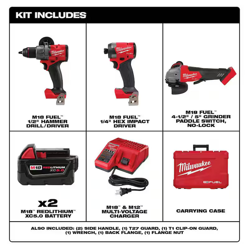 18-Volt Lithium-Ion Brushless Cordless Combo Kit 2-Tool with 2 Batteries Charger 4-1/2in. to 5in. Grinder N19763