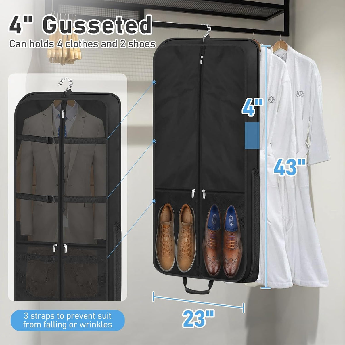 Black 43'' Waterproof Garment Bag with Shoulder Strap M152408