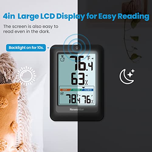 Black Wireless Indoor Outdoor Thermometer Hygrometer with 2 Sensor G45838