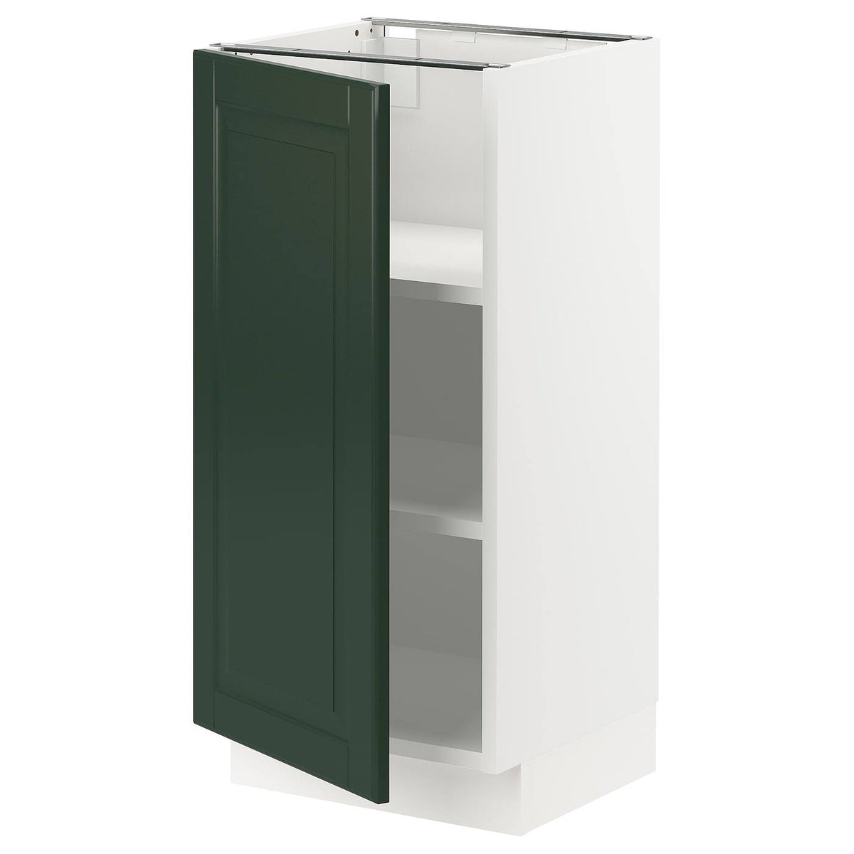 White Bodbyn Dark Green Base Cabinet with Shelves V5039