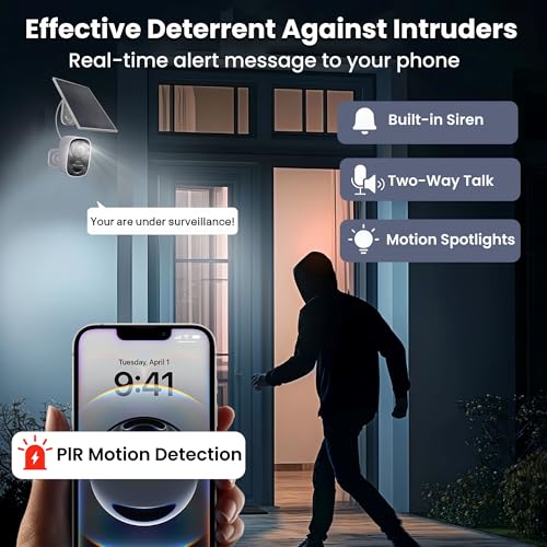 2K Wireless Outdoor Security Camera with Spotlight Siren Alarm A935030