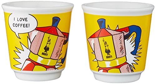 Yellow Aluminium Moka Set includes Coffee Maker 2-Cup (2.8 Oz) + 2 shot glasses B93097