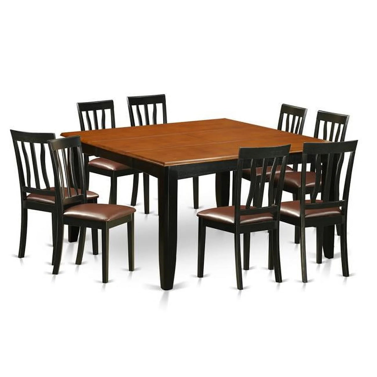 Black 9 Piece Faux Leather Dining Room Table Set K8322