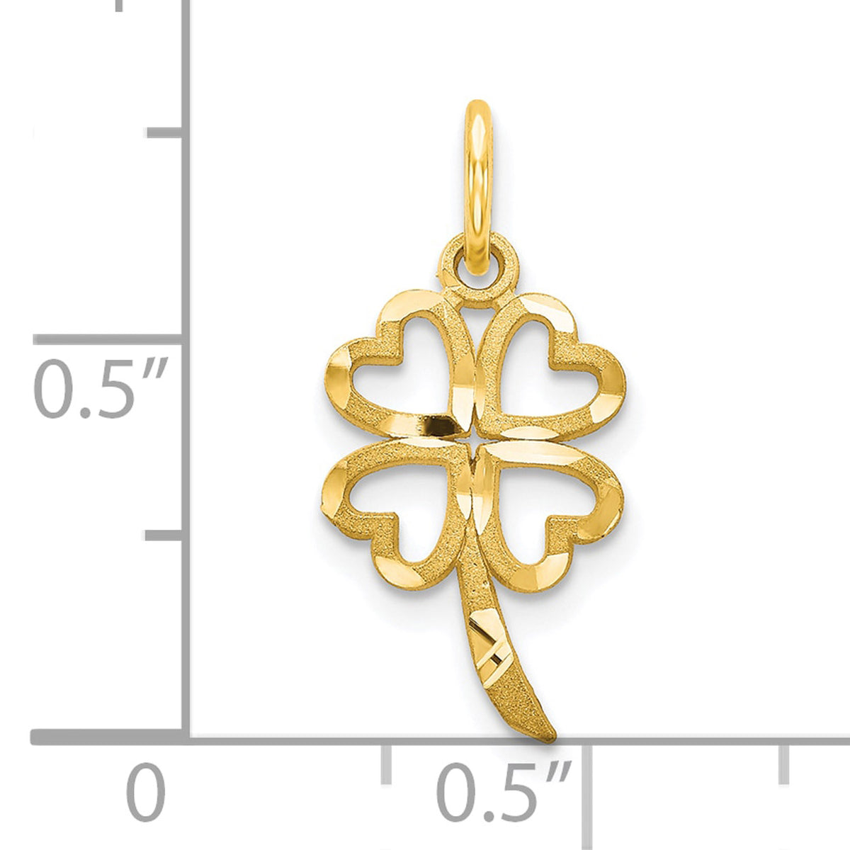 10K Yellow Gold Four Leaf Clover Pendant Charm with 14K Yellow Gold Rope Chain Necklace 16'' K348
