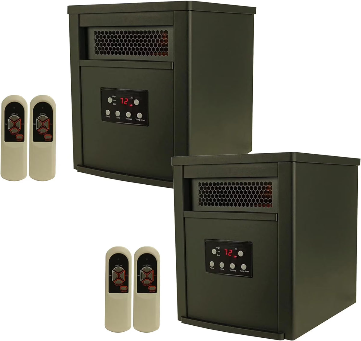 1500W Portable Electric Infrared Quartz Space Heater, Black (2 Pack) B70285