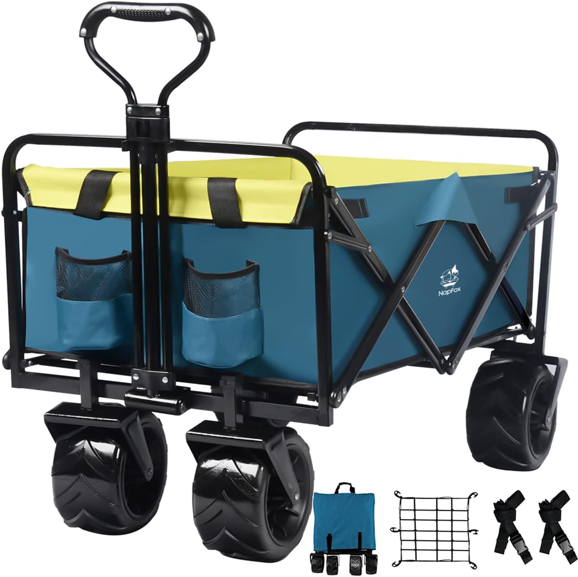 Black Heavy Duty Folding Utility Cart with Adjustable Handle Z61671