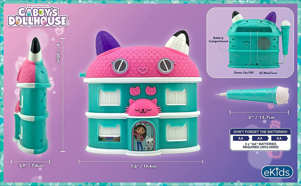 Gabby Sing Along Boom Box Speaker with Microphone, Karaoke Machine with Built in Music and Sound Effects H80066