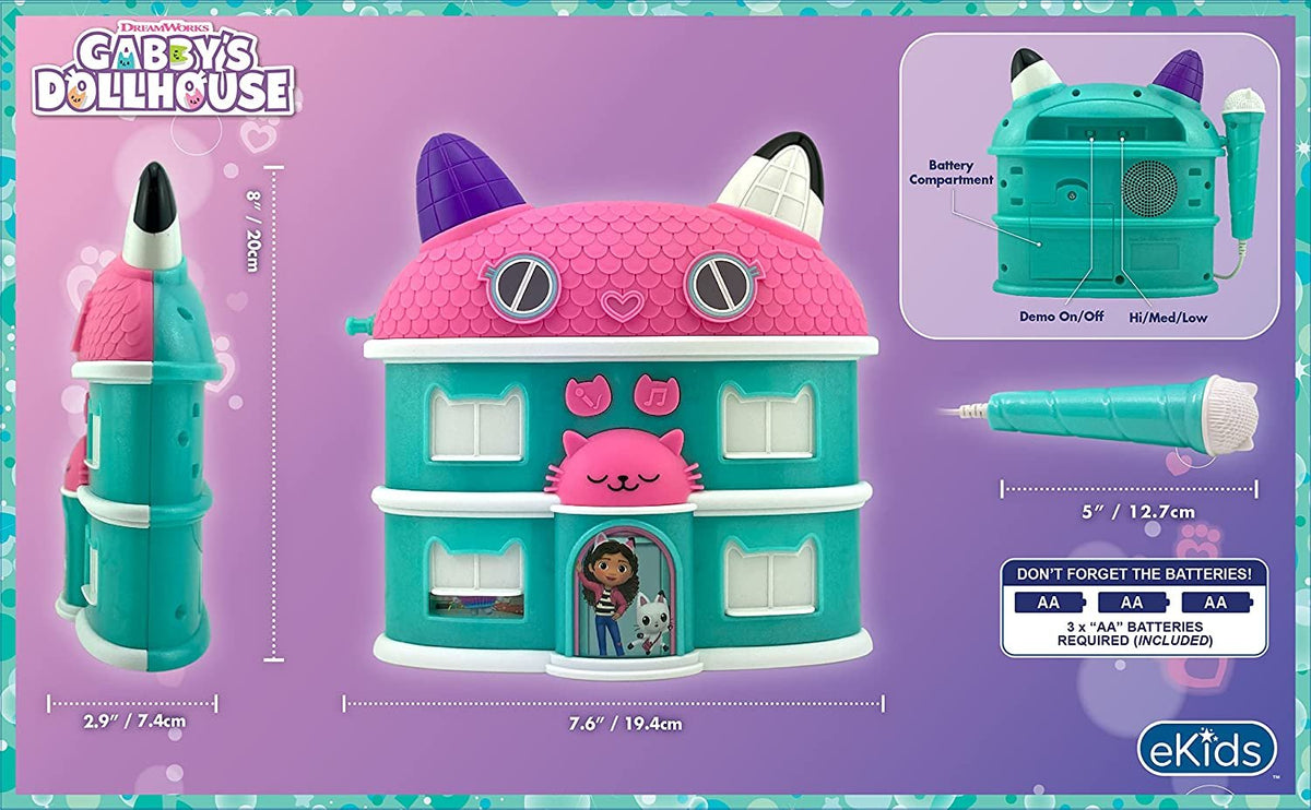 Gabby Sing Along Boom Box Speaker with Microphone, Karaoke Machine with Built in Music and Sound Effects H80066