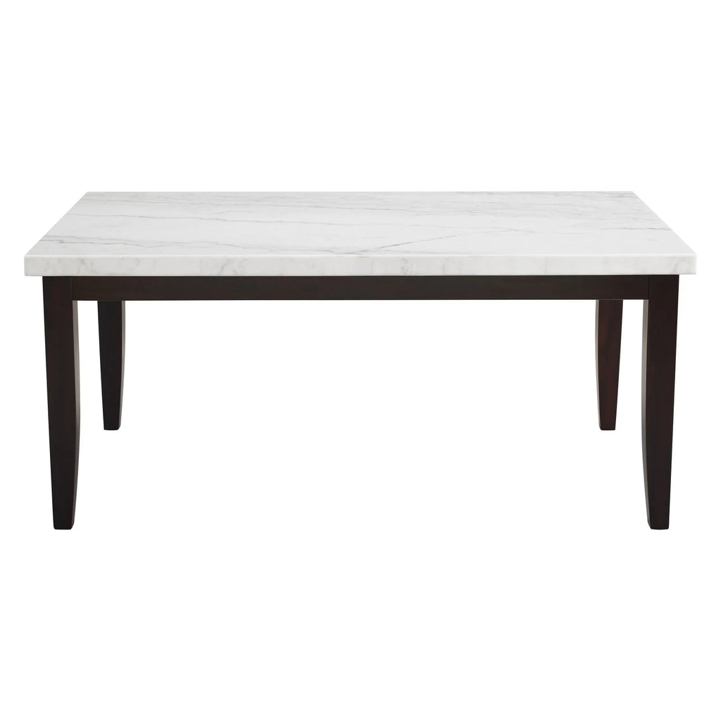 Rectangular Dark Cherry and White Marble Top Dining Table S1881