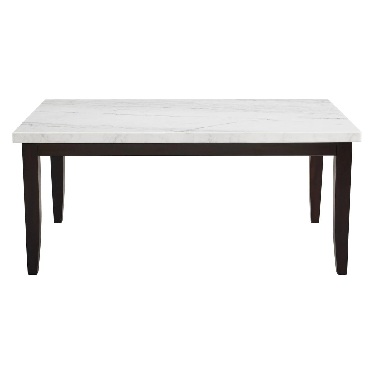 Rectangular Dark Cherry and White Marble Top Dining Table S1881