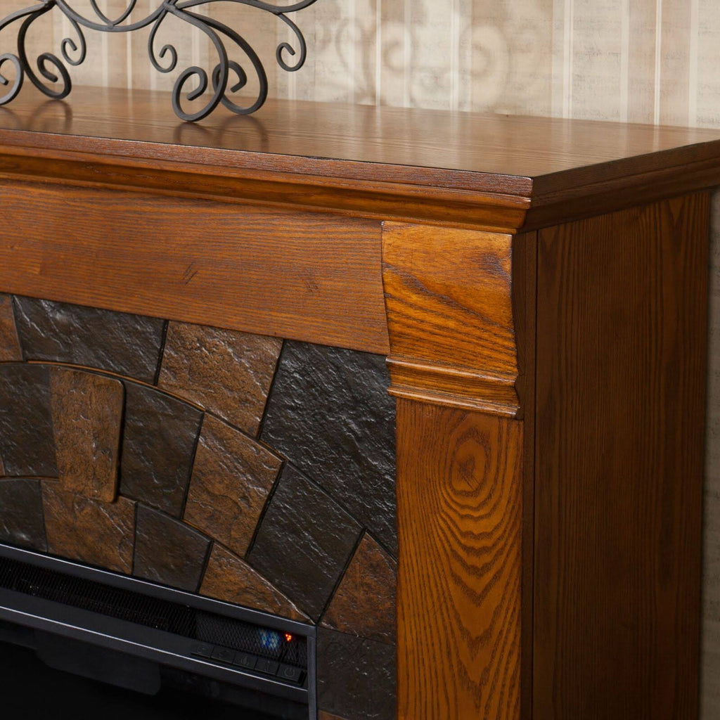 Salem Antique Oak Electric Fireplace Q473