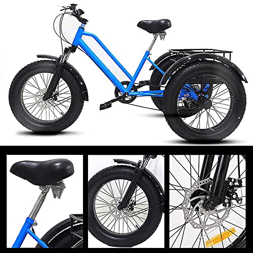 7 Speed 20 Inch Fat Tire Adult Tricycle with Shopping Basket M756