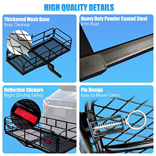 60"x24"x14.4" Folding Hitch Mount Cargo Carrier for 2" Receiver O9001