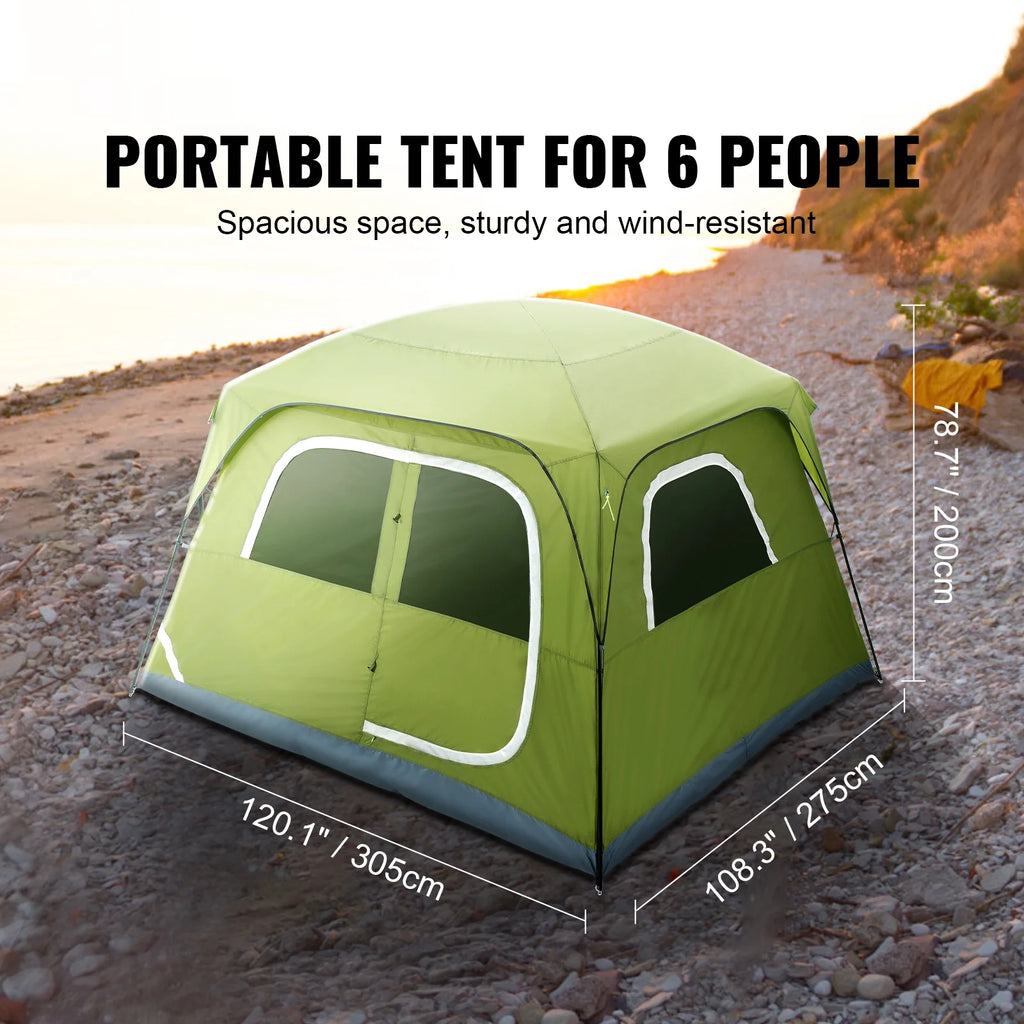 Camping Tent 10x9x6.5ft 6 People Waterproof Lightweight 190T Polyester 150D Oxford Fabric L971205