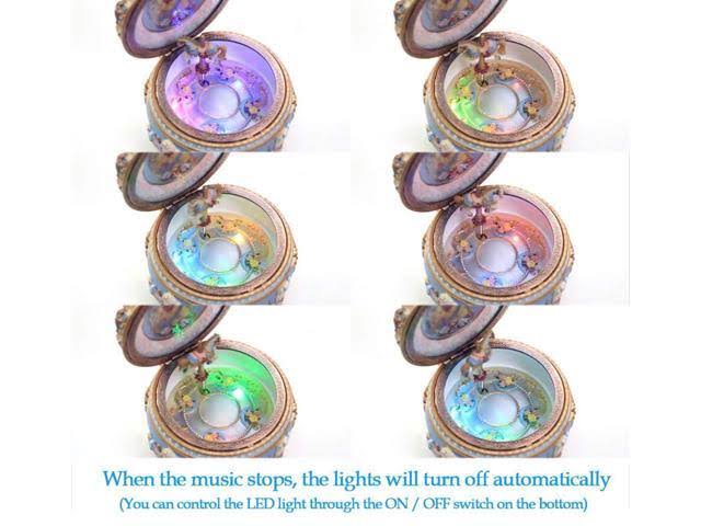 Classical Carousel Horse Music Box with LED Lights Resin Carved Mechanical Musical Box L1573