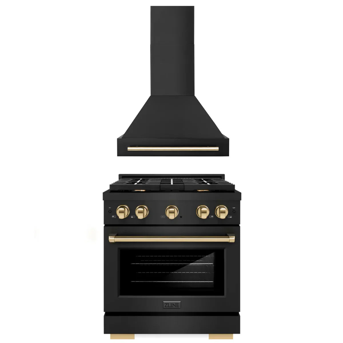 30 In. Gas Range and Range Hood in Black Stainless Steel X59139