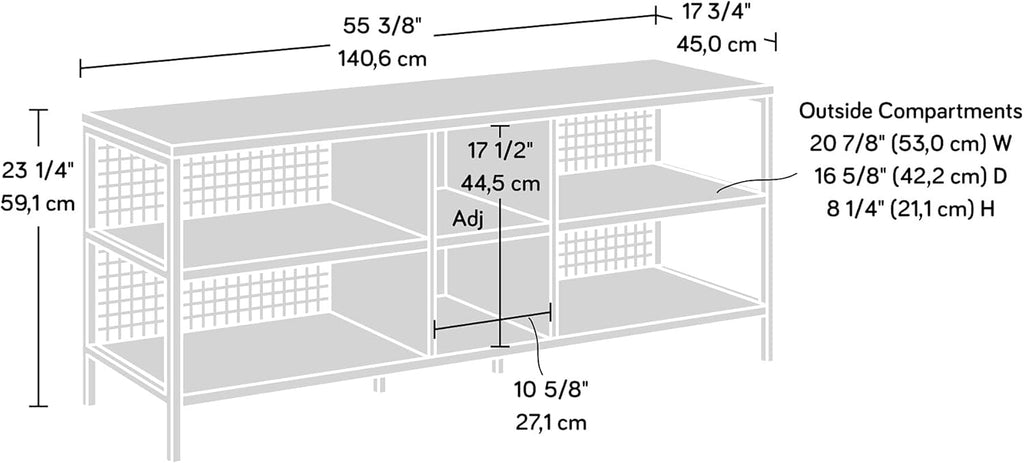 Credenza for TVs up to 60", Rich Walnut Finish A816