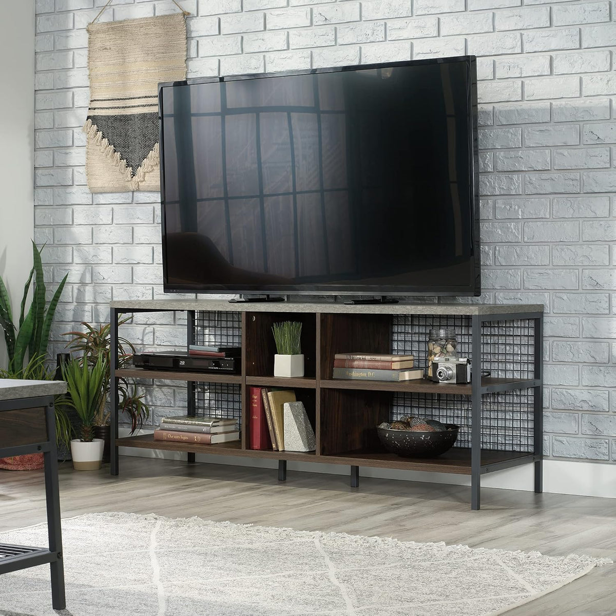 Credenza for TVs up to 60", Rich Walnut Finish A816