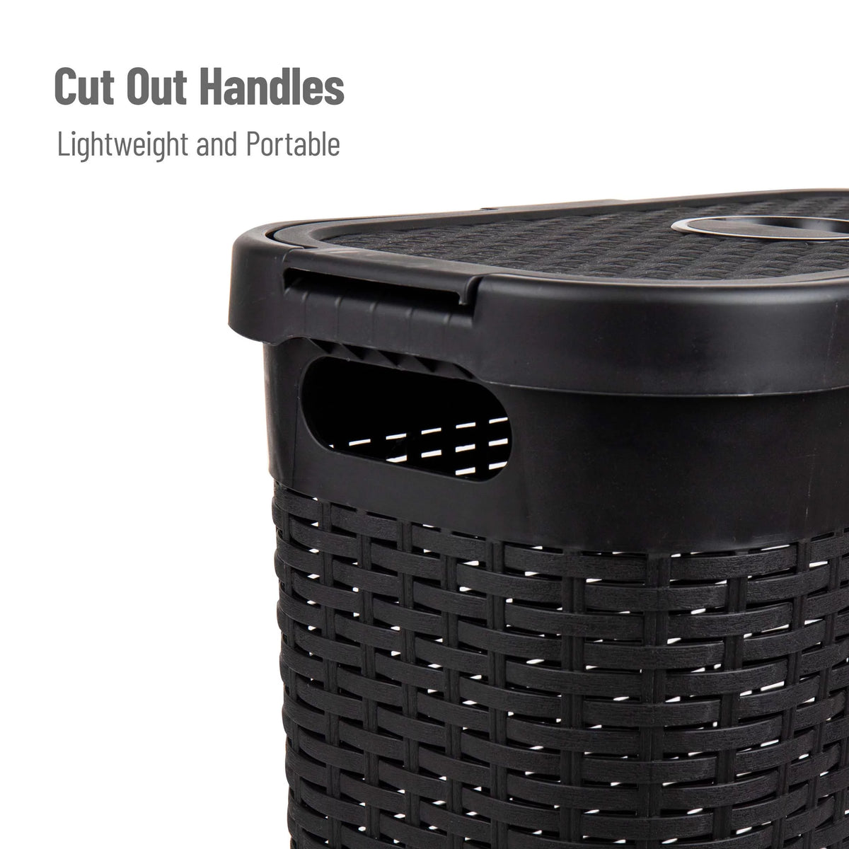 40L Slim Laundry Hamper, Clothes Basket with Lid, Plastic, Set of 2, Black H212