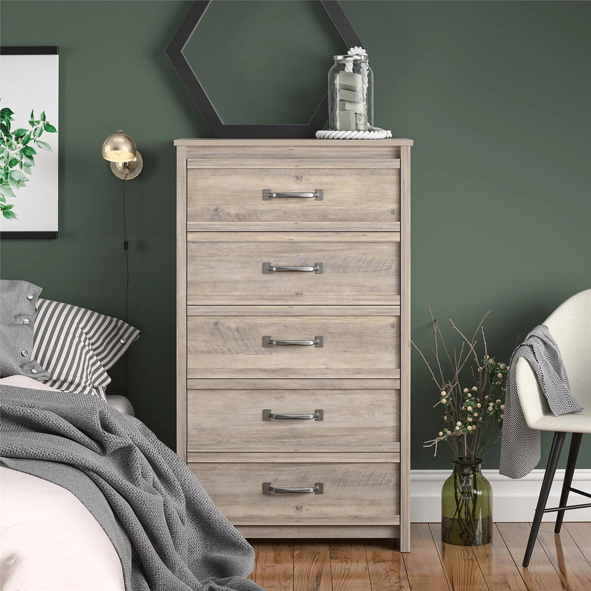5 Drawer Ivory Oak Dresser W603445