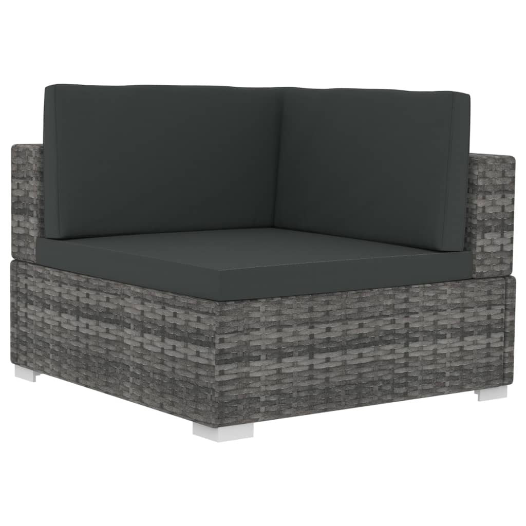 2 Piece Gray Poly Rattan Patio Sofa Set with Cushions C176988