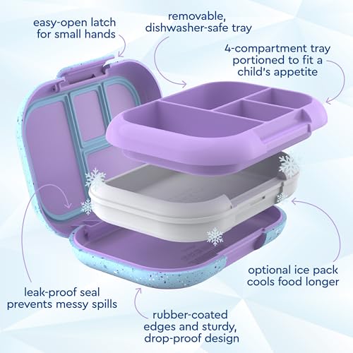 Kids Leak-Proof 4-Compartment Bento Lunch Box with Built-In Ice Pack L40750