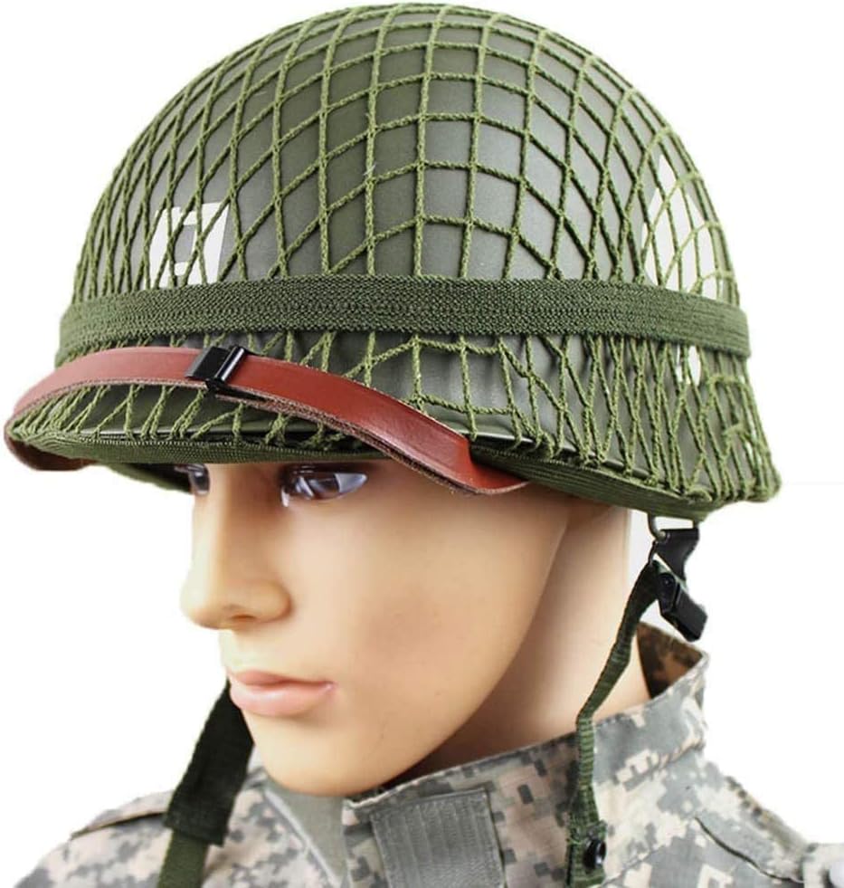 Green M1 Helmet Replica with Net and Chin Strap Pack of 2 Y243