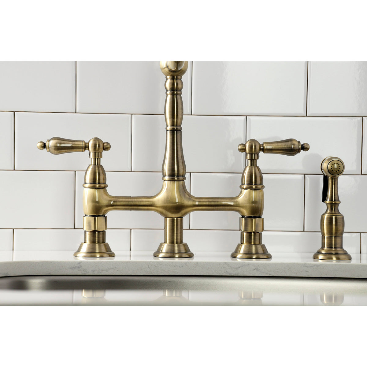 Kitchen Bridge Faucet with Brass Sprayer V194033