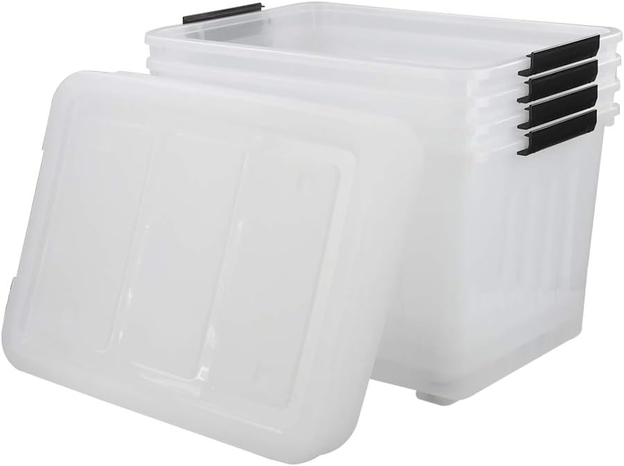 Clear Plastic Storage Box with Wheels, Set of 4 S473230