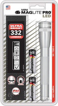 Silver Mini Mag AA Pro LED Flashlight 332 Lumens Z3805