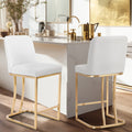 White & Gold 24 inch Bar Stools with Back Set of 2 W48115