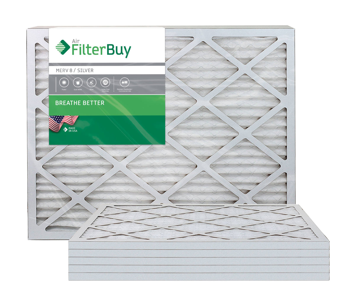 Silver MERV 8 14x36x1 Pleated AC Furnace Air Filter, Pack of 6 H431