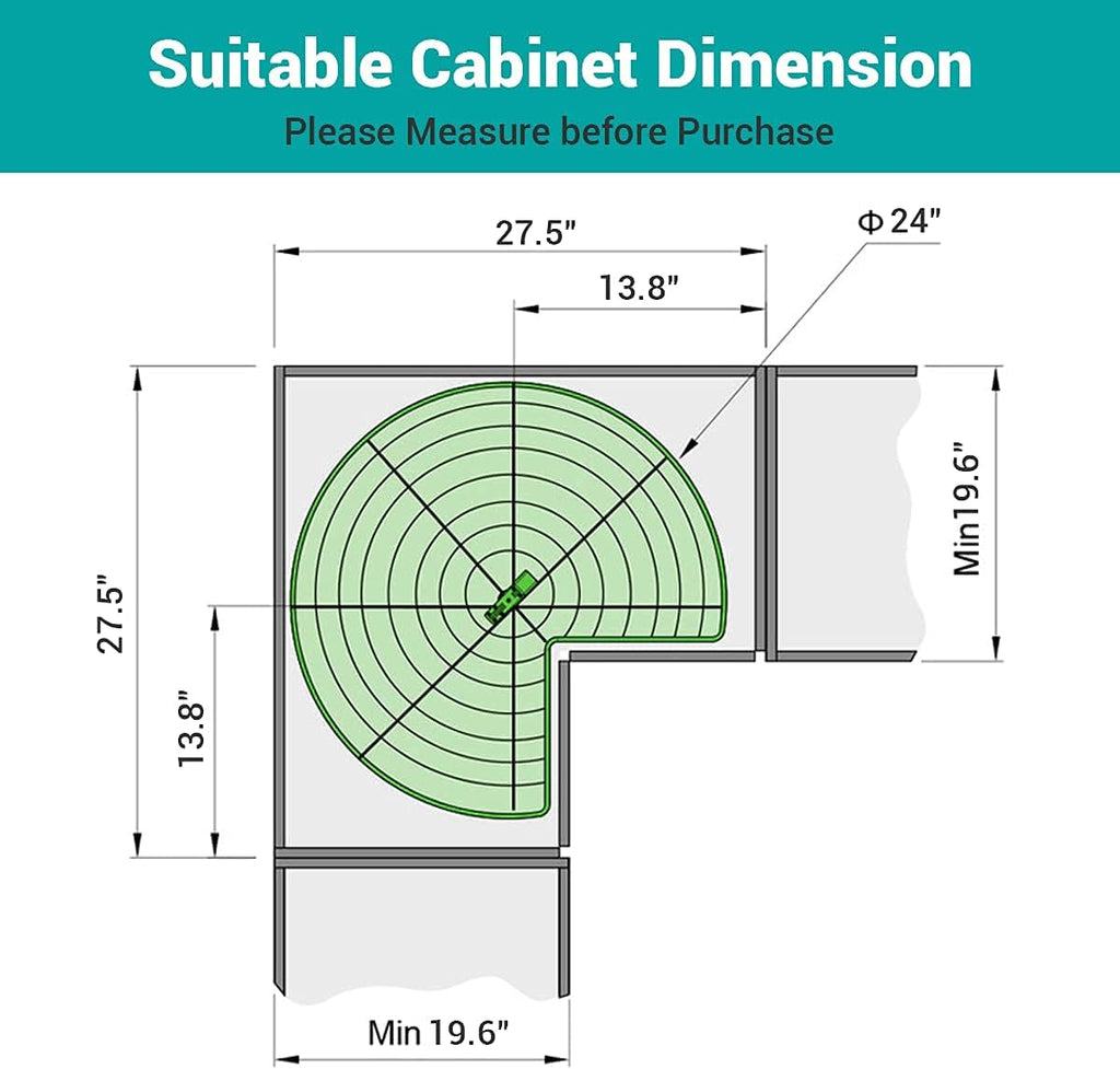 Stainless Steel Lazy Susan Turntable Replacement Shelf, 24 Inch M3397