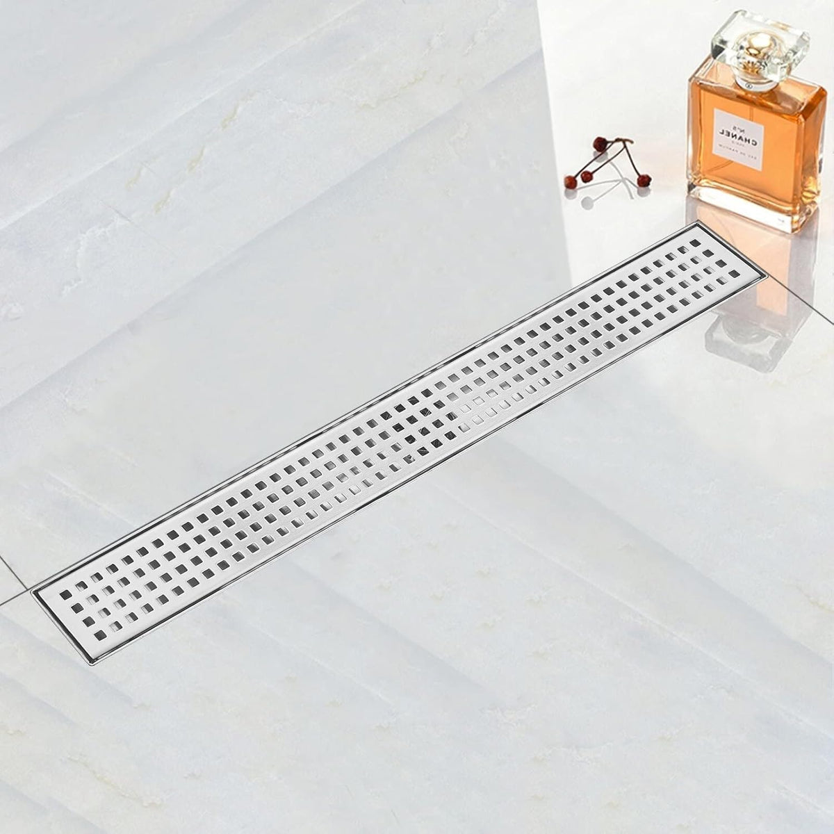 24 inch 304 Stainless Steel Linear Shower Drain with Grid Cover, Pack of 2 O311