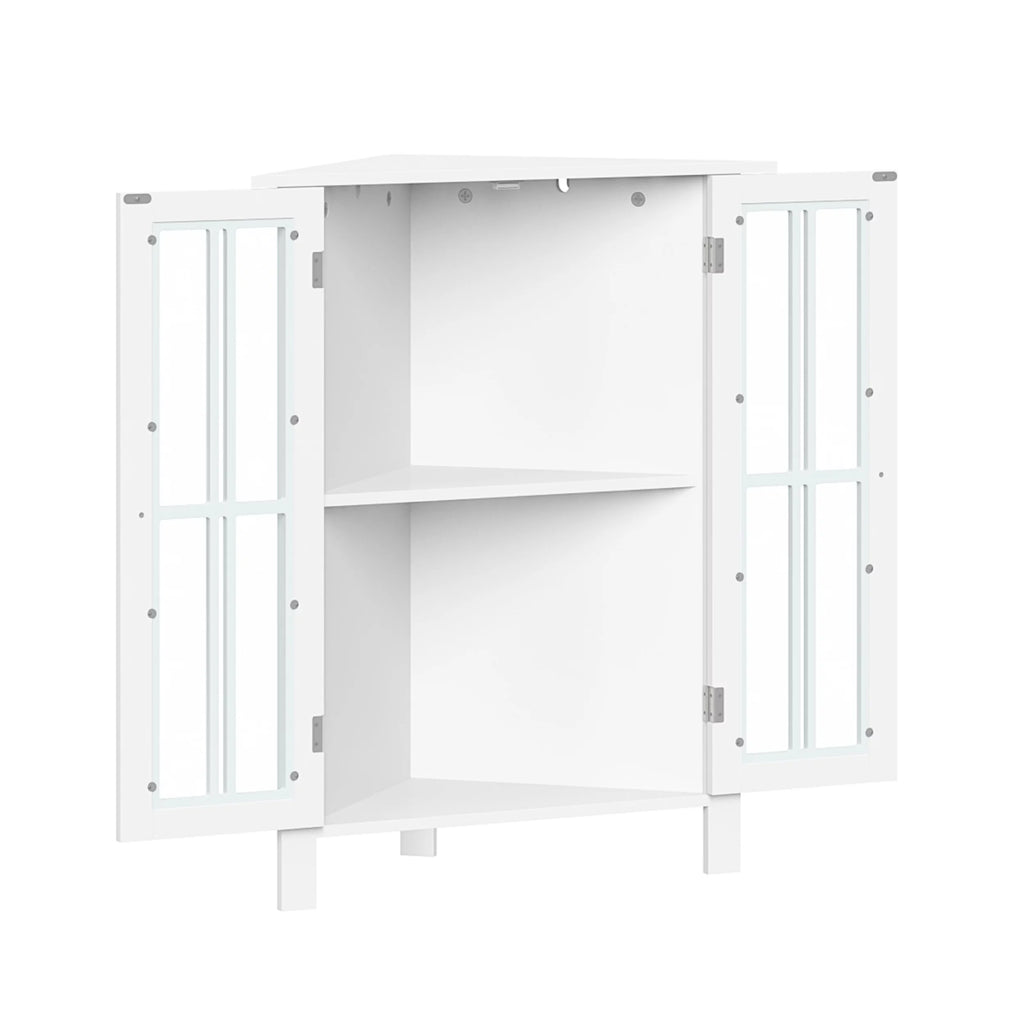 White Two-Door Wood Corner Cabinet D42408