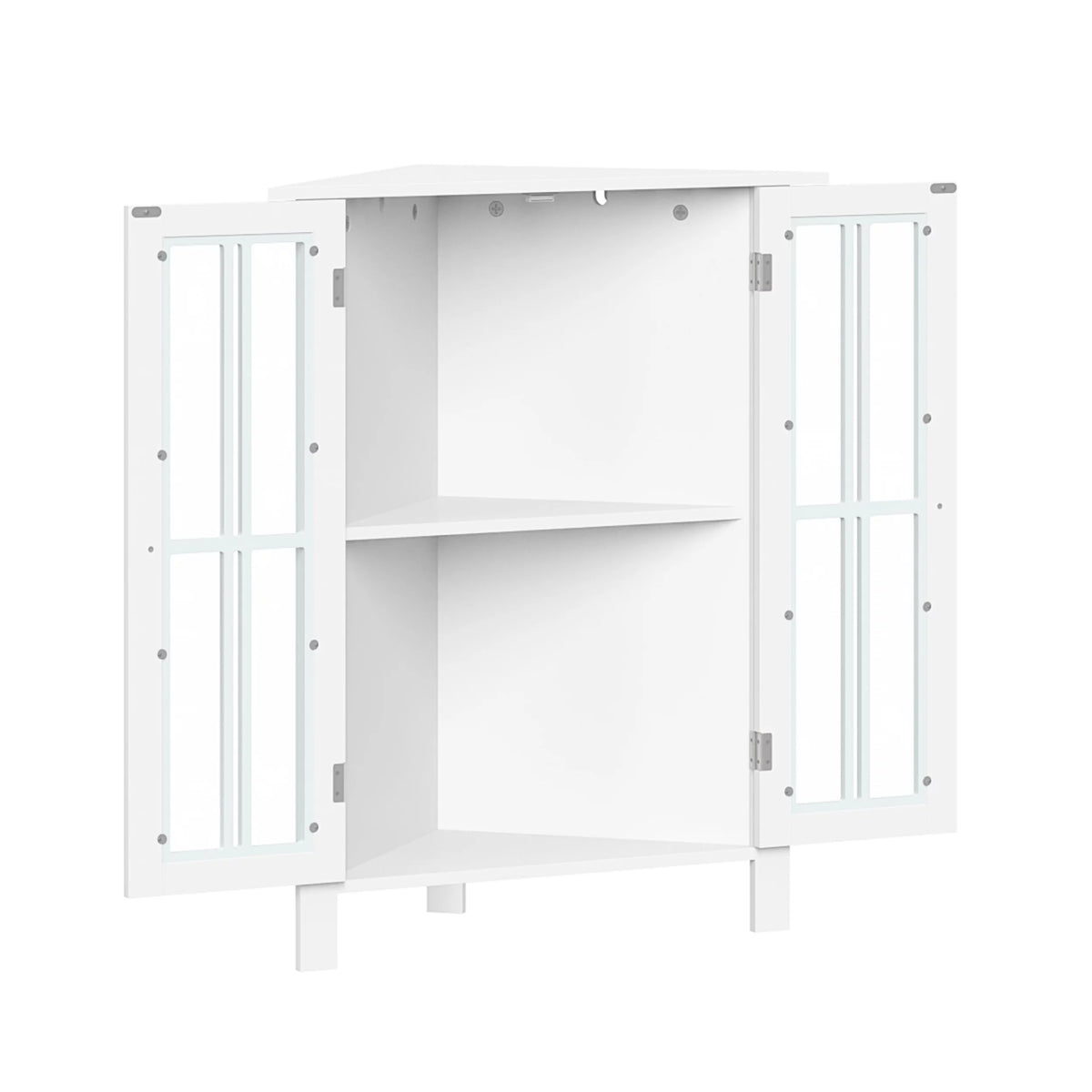White Two-Door Wood Corner Cabinet D42408