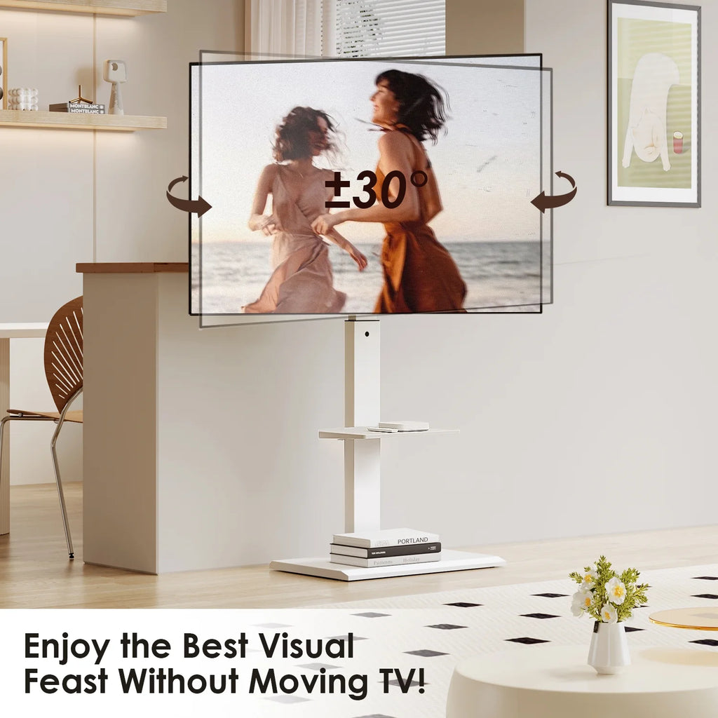 White Floor TV Stand with Mount for 26-65 inch Flat Screen TVs S2092