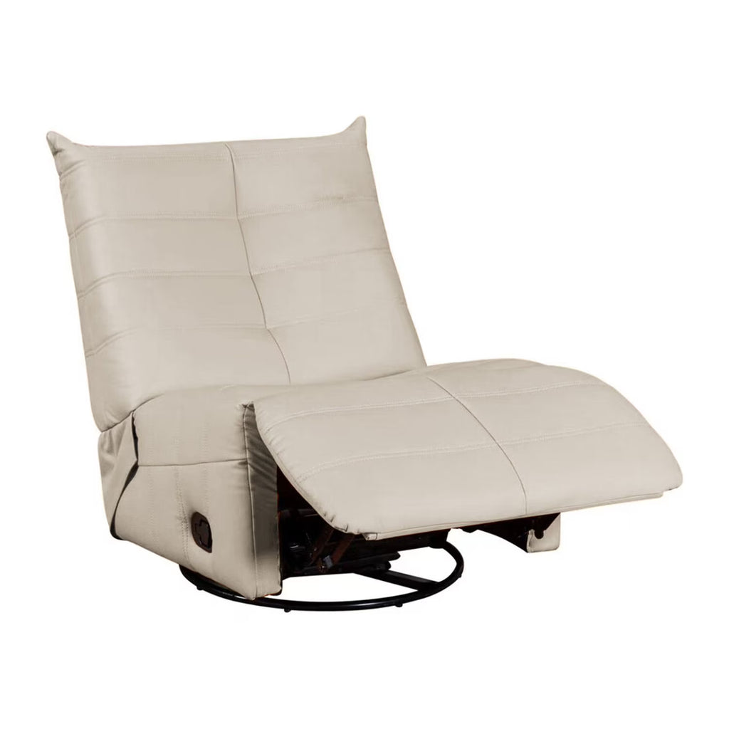 Beige Faux Leather Swivel Glider Recliner Q19610