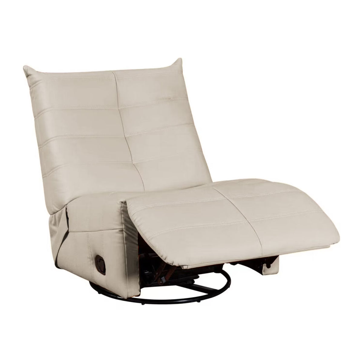Beige Faux Leather Swivel Glider Recliner Q19610