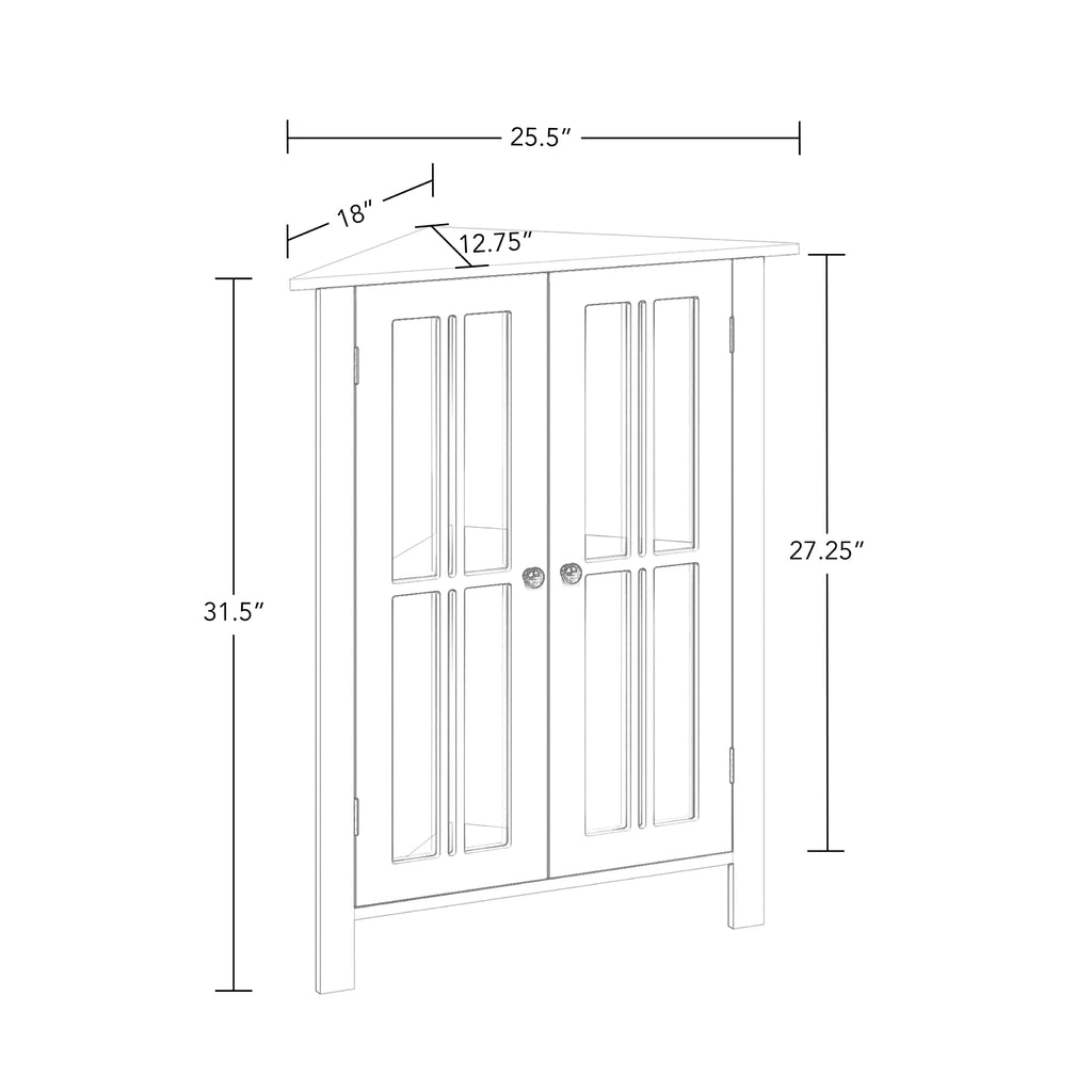 White Two-Door Wood Corner Cabinet D42408